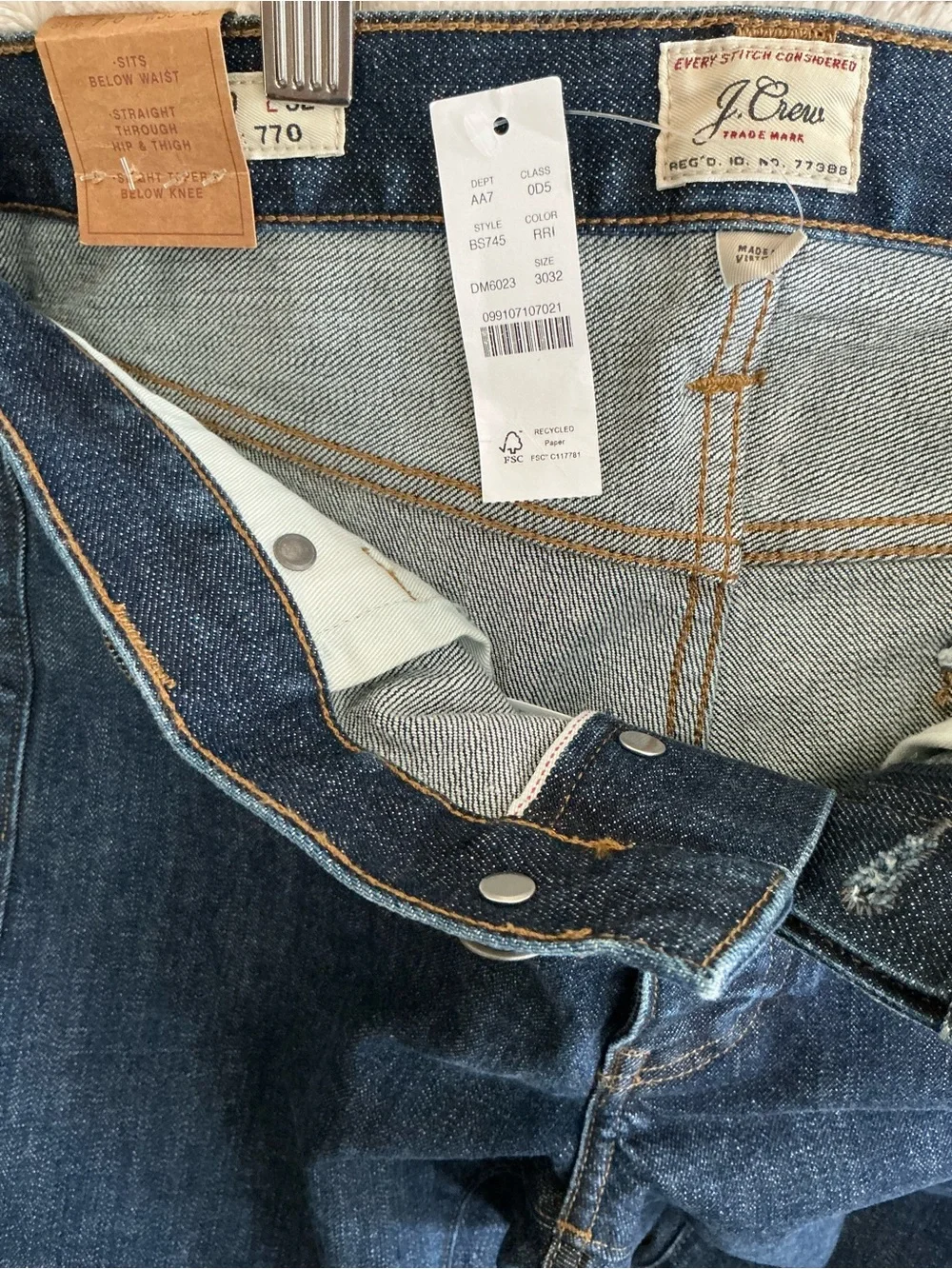 J. Crew Men's Dark Indigo Straight Jeans